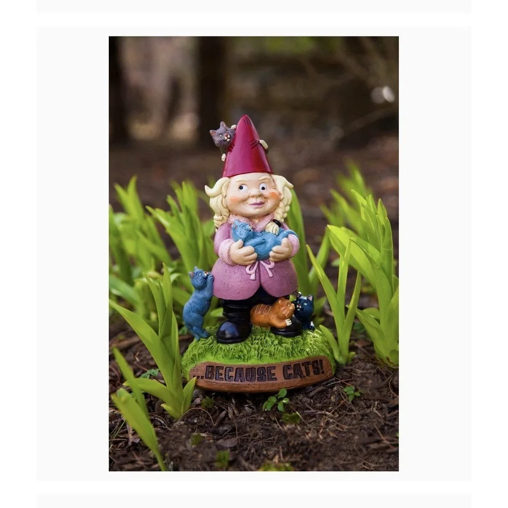 BigMouth Toys Crazy Cat Lady Garden Gnome Because Cats Funny Lawn Statue Figure